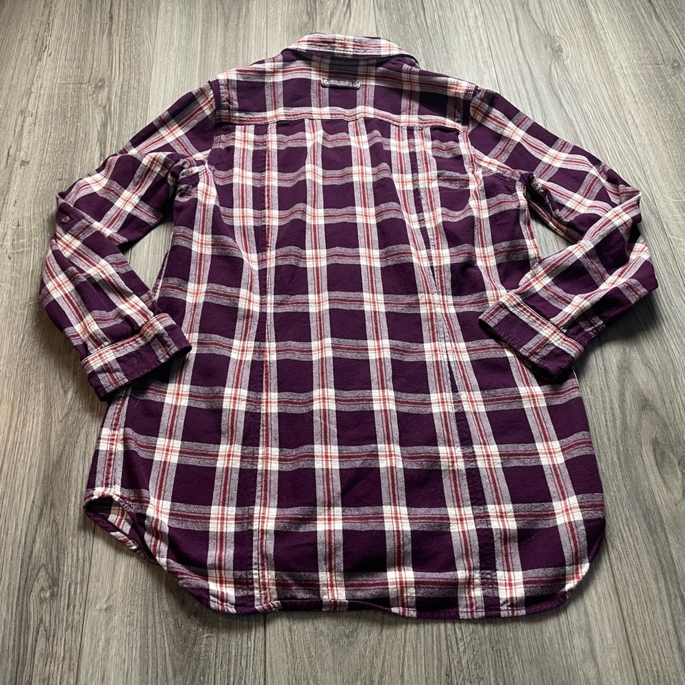 Duluth Trading Co Purple Plaid Long Sleeve Button Down Shirt Medium‎ - Picture 2 of 6
